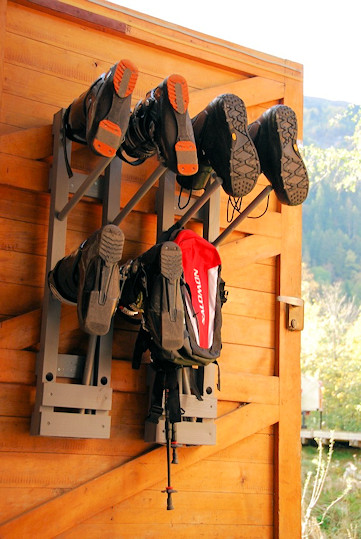 Four pair snow boot rack. Outdoors. Customer photo