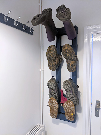 Four pair boot holder. Indoors. Customer photo